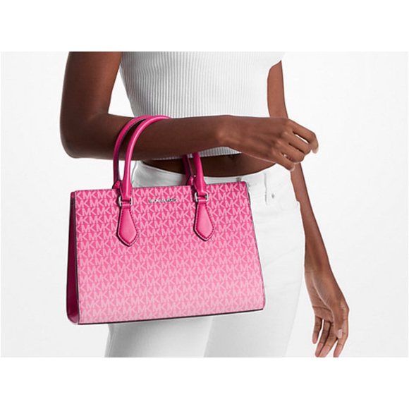 Michael Kors MK Sheila Medium Bag Purse Handbag Center Zip Satchel (Dragonfruit) - Picture 11 of 11